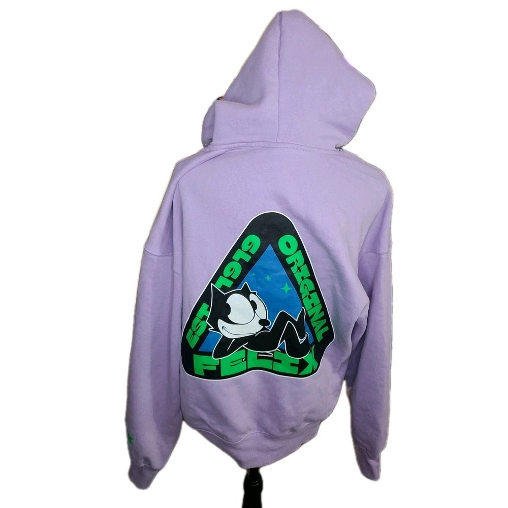 H&M Felix the Cat Hoodie Womens Small Oversized Lavender Retro Graphic Pullover - Picture 2 of 11